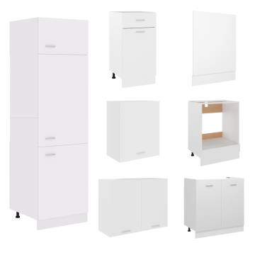 7 Piece Kitchen Cabinet Set - Elegant White Engineered Wood