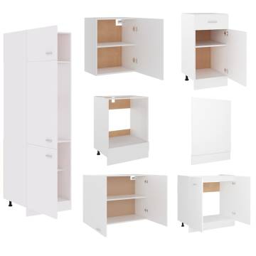 7 Piece Kitchen Cabinet Set - Elegant White Engineered Wood