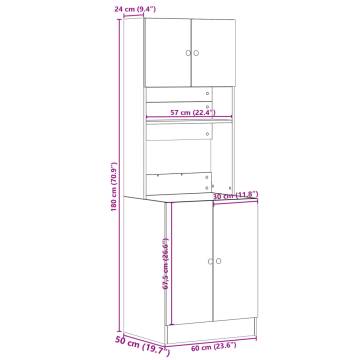 Kitchen Cabinet Sonoma Oak - 60x50x180 cm | Durable Storage