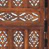 Hand Carved 4-Panel Room Divider - Elegant Brown Wood Screen