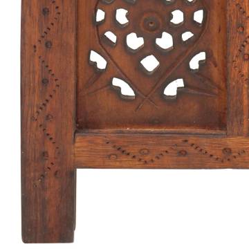 Hand Carved 4-Panel Room Divider - Elegant Brown Wood Screen