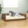 Dog Bed Honey Brown 105.5x75.5x28 cm Solid Wood Pine Colour honey brown Size 105.5 x 75.5 x 28 cm 