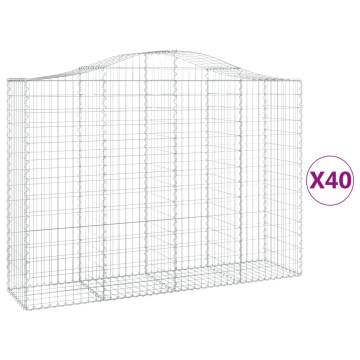 Arched Gabion Baskets - 40 pcs Galvanised Iron 200x50x140/160 cm