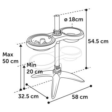 FLAMINGO Suvi Food Bowl Stand - Adjustable & Non-slip Grey