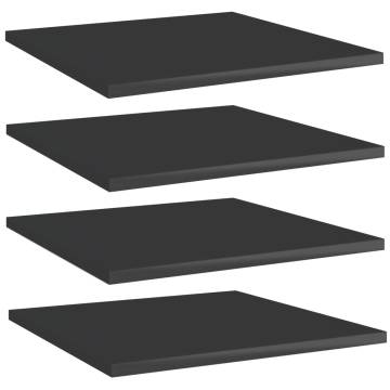 4 Pcs High Gloss Black Bookshelf Boards - 40x40 cm | HiPo Market