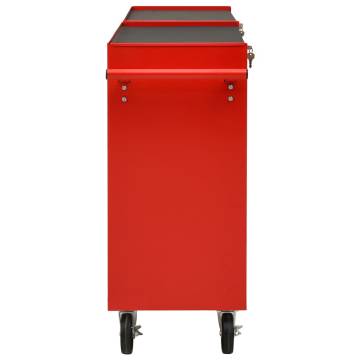 Tool Trolley with 14 Drawers - Durable Steel in Red