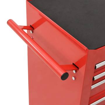 Tool Trolley with 14 Drawers - Durable Steel in Red