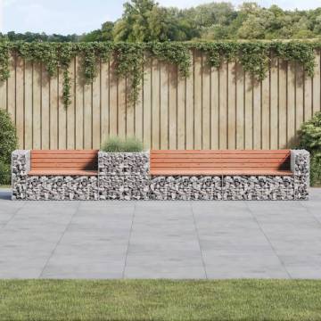 Garden Bench with Gabion Basket - Solid Wood Douglas | HipoMarket