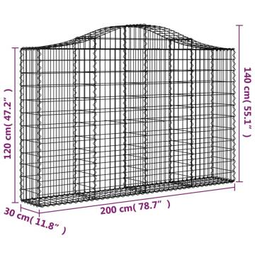 Arched Gabion Baskets 18 pcs - Galvanised Iron Garden Barriers