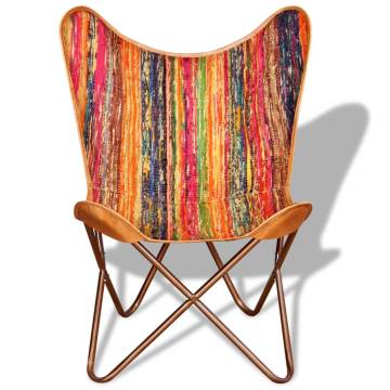 Vintage Butterfly Chairs Set - Multicolour Chindi Fabric