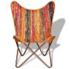 Vintage Butterfly Chairs Set - Multicolour Chindi Fabric