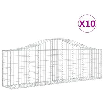 Arched Gabion Baskets - 10 pcs Galvanised Iron | HipoMarket