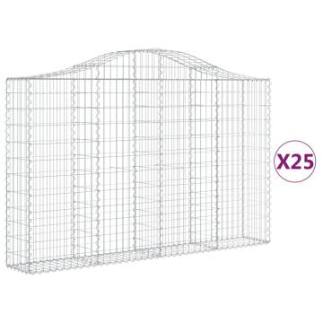 Arched Gabion Baskets - 25 pcs Galvanised Iron | HipoMarket