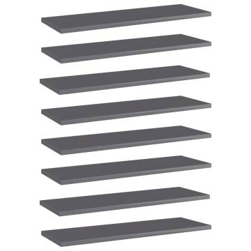 High Gloss Grey Bookshelf Boards - 8 pcs | HipoMarket UK