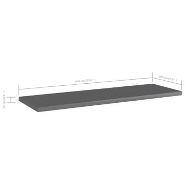 High Gloss Grey Bookshelf Boards - 8 pcs | HipoMarket UK