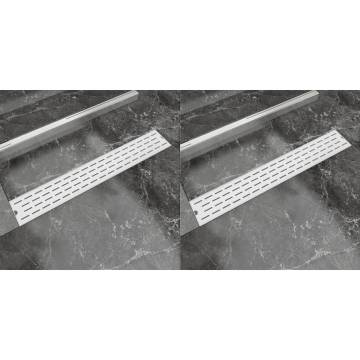 Stylish Linear Shower Drain - 2 pcs Stainless Steel 730x140 mm