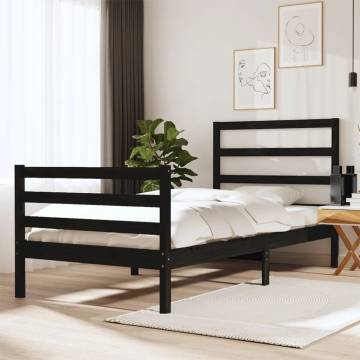 Black Solid Wood Pine Bed Frame 75x190 cm – Small Single