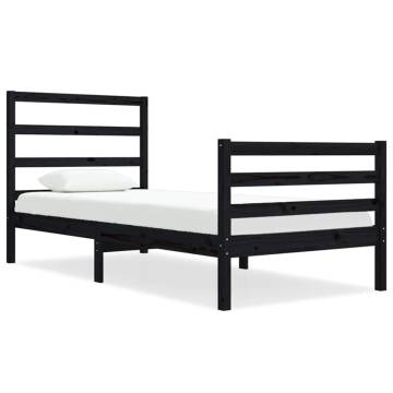 Black Solid Wood Pine Bed Frame 75x190 cm – Small Single