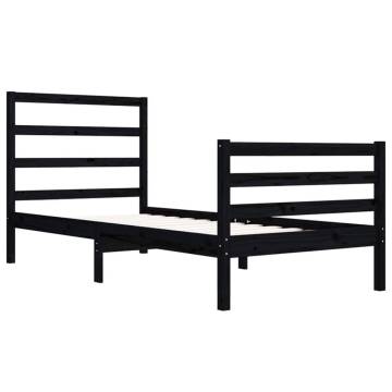 Black Solid Wood Pine Bed Frame 75x190 cm – Small Single