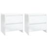 Elegant High Gloss White Bedside Cabinets - Set of 2