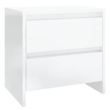 Elegant High Gloss White Bedside Cabinets - Set of 2