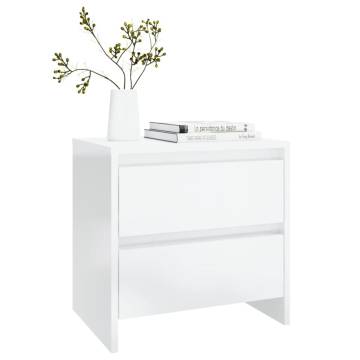 Elegant High Gloss White Bedside Cabinets - Set of 2