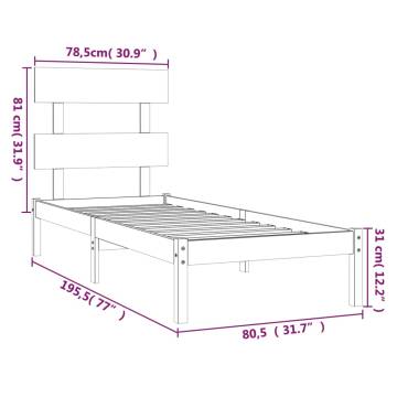 Honey Brown Solid Wood Bed Frame 75x190 cm - Small Single