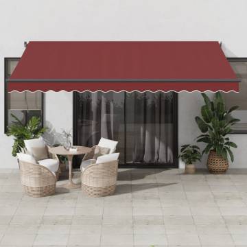 Automatic Retractable Awning with LEDs - Burgundy 450x350 cm