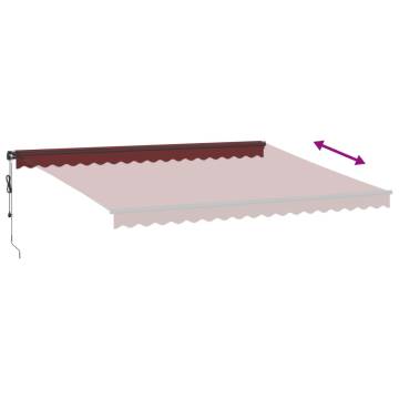 Automatic Retractable Awning with LEDs - Burgundy 450x350 cm