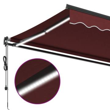 Automatic Retractable Awning with LEDs - Burgundy 450x350 cm