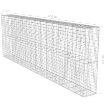 Gabion Wall with Cover - Galvanised Steel 600x50x200 cm