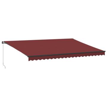 Burgundy Manual Retractable Awning with LEDs - 500x350 cm