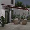 Burgundy Manual Retractable Awning with LEDs - 500x350 cm