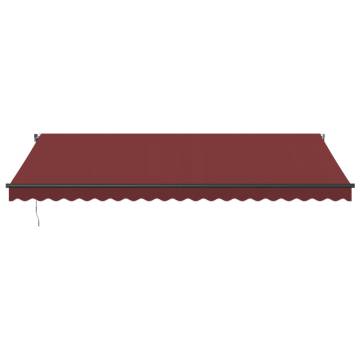 Burgundy Manual Retractable Awning with LEDs - 500x350 cm