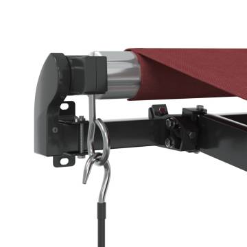 Burgundy Manual Retractable Awning with LEDs - 500x350 cm