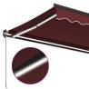 Burgundy Manual Retractable Awning with LEDs - 500x350 cm