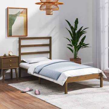 Honey Brown Solid Wood Bed Frame 75x190 cm | Hipomarket