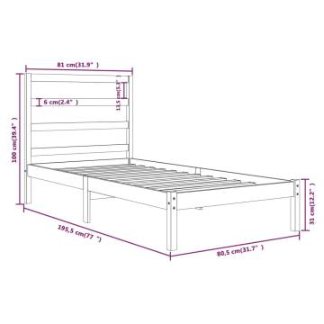 Honey Brown Solid Wood Bed Frame 75x190 cm | Hipomarket