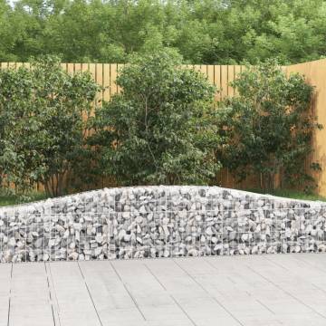 Arched Gabion Baskets 4 pcs | Galvanised Iron Garden Barrier