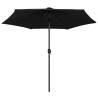 Black Parasol with LED Lights & Aluminium Pole - 270 cm