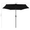 Black Parasol with LED Lights & Aluminium Pole - 270 cm