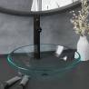 Bathroom Sink with Tap and Push Drain Clear Tempered Glass Basin colour transparent Tap black tap 