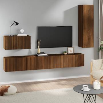 4 Piece TV Cabinet Set Brown Oak - Stylish & Practical Design