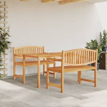 3 Piece Solid Wood Teak Garden Dining Set | Hipomarket UK