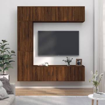 7 Piece TV Cabinet Set - Brown Oak Engineered Wood