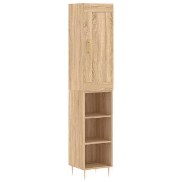 Stylish Highboard Sonoma Oak | 34.5x34x180 cm Engineered Wood