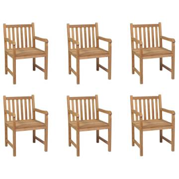 Outdoor Chairs Set - 6 pcs Solid Teak Wood for Stylish Gardens