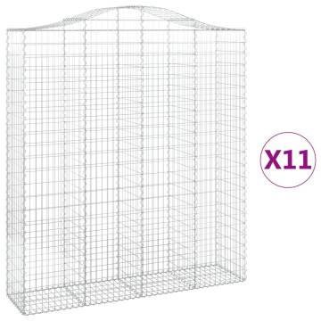 Arched Gabion Baskets - 11 pcs Galvanised Iron | HipoMarket