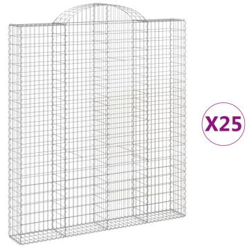 Arched Gabion Baskets - 25 pcs Galvanised Iron 200x30x220240 cm