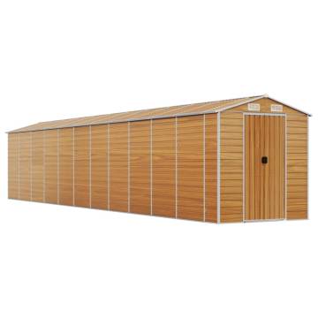 Light Brown Garden Shed 191x980 cm | Galvanised Steel Storage